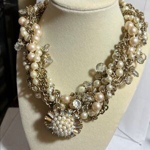 Ann Taylor Pearl and Crystal Multi-Strand Necklace